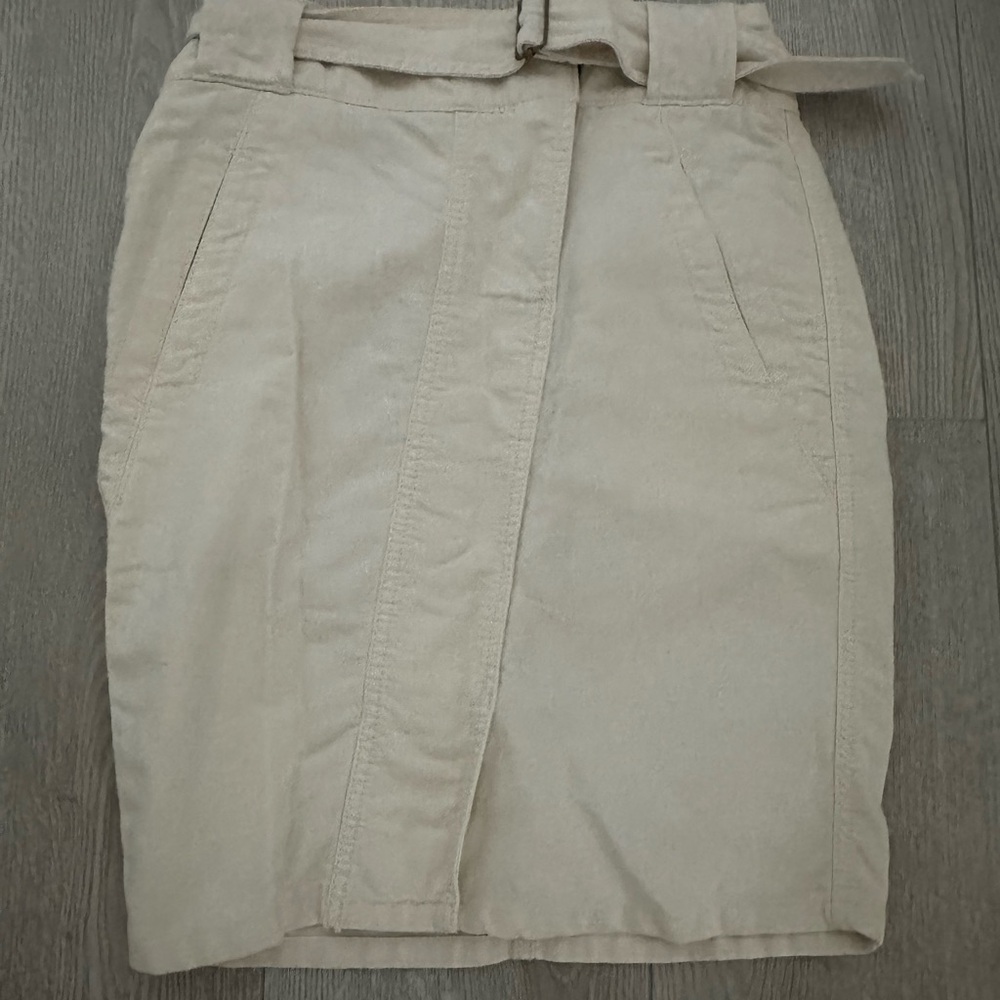 LOFT Beige Belted Pencil Skirt